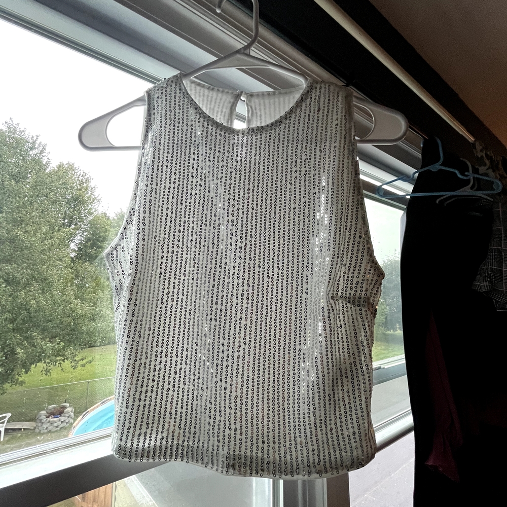 SHEIN Silver Sequin Tank Top